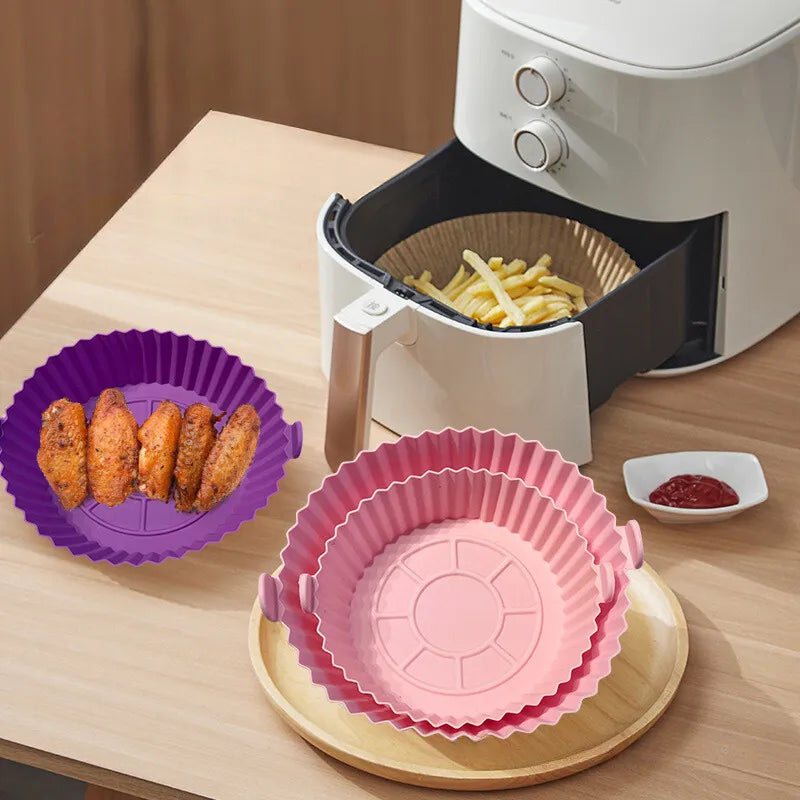 Kit 6 Formas Antiaderente Air Fryer Em Silicone Reutilizável.