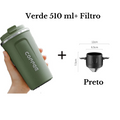 Copo Térmico de  Viagem  Para Café/Chá  ou  Filtro de Café Reutilizável de Aço Inox